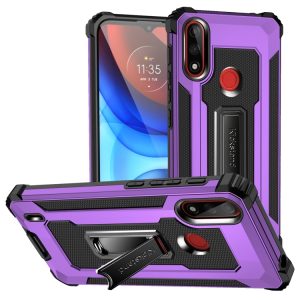 Motorola E7 2021 Shock Protective Case with Foldable Holder