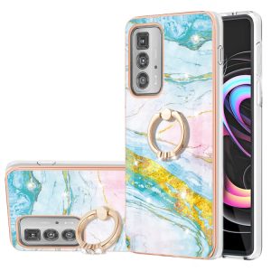 Moto Edge 20 Pro Marble Shock Case with Ring Holder