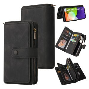 Galaxy A22 Wallet Leather Texture Case with Zipper
