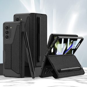 Galaxy Z Fold5 Armor Flip Leather Case with Pen Slots