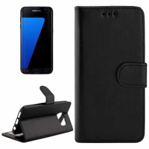 S7 Edge Leather Wallet Case Black