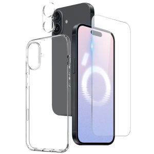 iPhone 16 Clear TPU Phone Case with Screen Film and Lens Film 