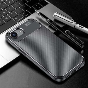 iPhone 16e Carbon Fiber Texture Shockproof TPU Phone Case(Black)