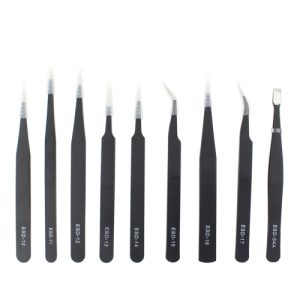 9 in 1 Anti-static Precision Tweezers Set with Bag (Black)